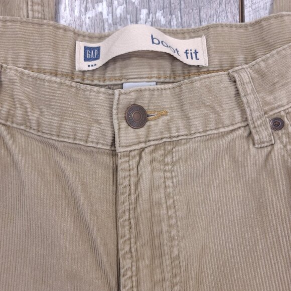 GAP Pants Mens 36x31 Brown Tan Corduroy Relaxed Bootcut Wide Leg Mid Rise Y2K - Picture 6 of 9